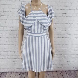XS Lulu's Blue and White Skater Dress Summer